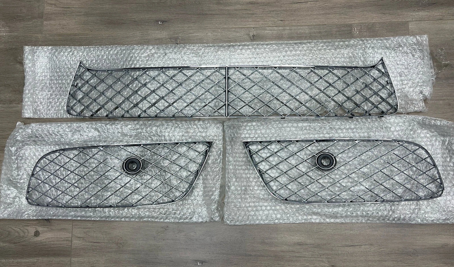 2012-2015 Bentley Continental GT GTC Front Bumper Lower Grille Mesh Set V8 4.0 Left Right Center