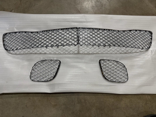 09-13 Bentley Continental Flying Spur Lower Bumper Mesh Grille Set Chrome