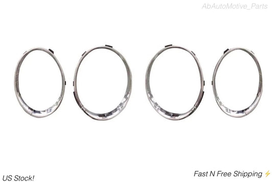 09-12 Bentley Flying Spur Headlight Headlamp Trim Ring Set Chrome 4 Piece